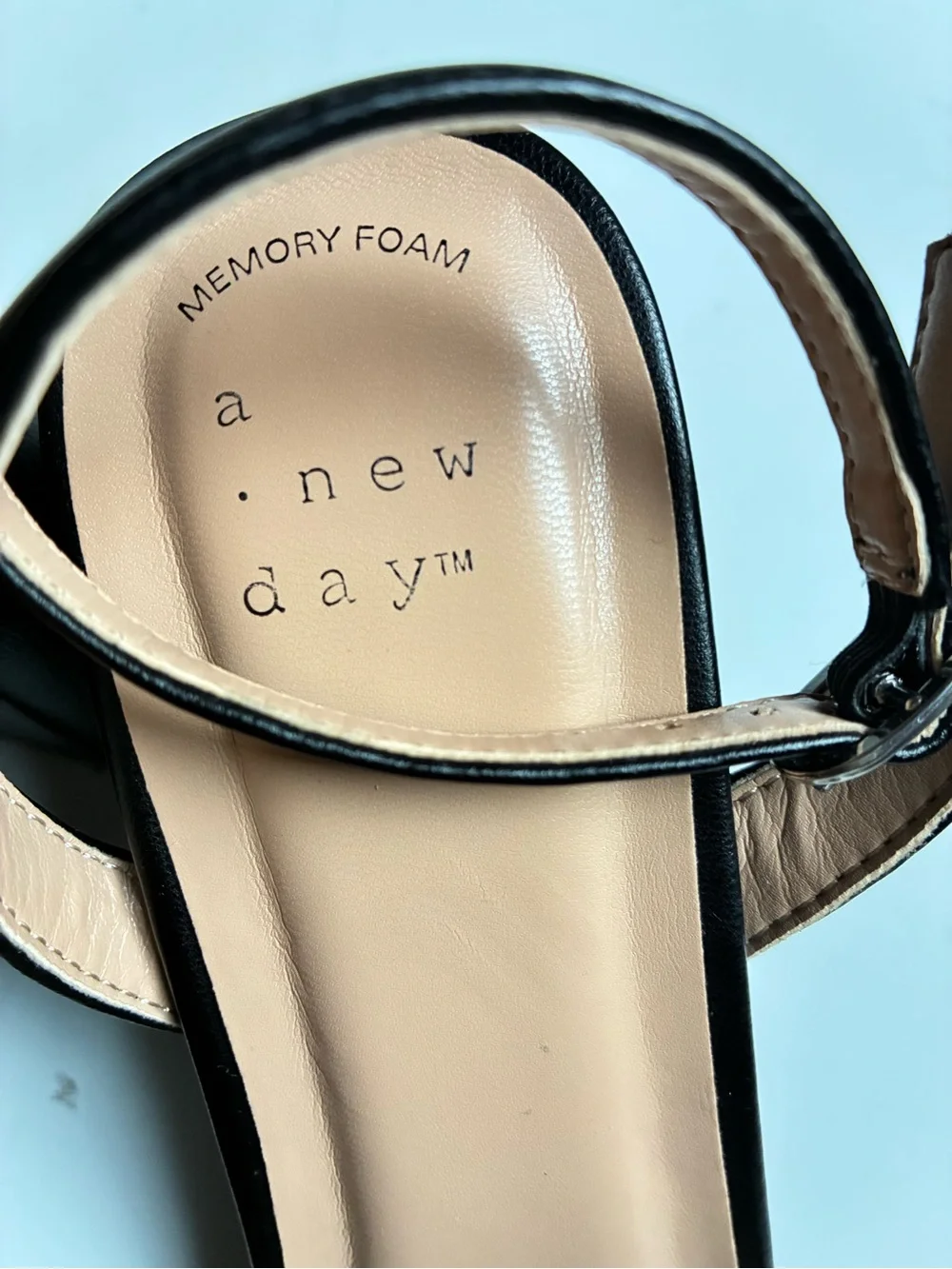 a new day Black Square-Toe Ankle Strap Sandals
